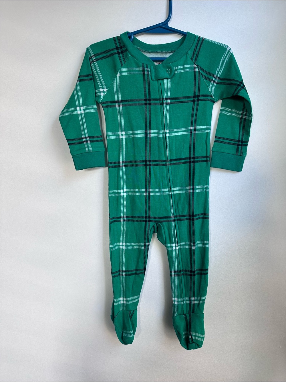 Target Wondershop Green Plaid Cotton Baby Onesie White & Black Plaid Size 6-9 Mo